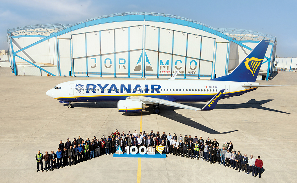 Ryanair Boeing 737 and Joramco facility 