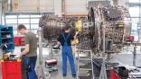 working on an aircraft engine