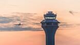 Air traffic control tower at O'Hare Airport in Chicago.