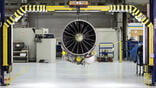 GE F110 engine hanging in facility