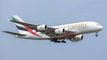 Emirates Airbus A380 flying
