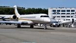 A Bombardier Global 7500 approaches the runway at Teterboro Airport in New Jersey.