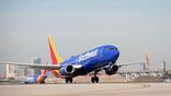 A Southwest Boeing 737 aircraft taking off.