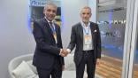 Arwa Alalim, Chairman of Alnimr Alarabi Holding pictured with Gianni Lettieri, Chairman and CEO of Atitech at MRO Europe in London.