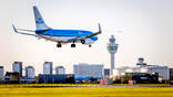 KLM aircraft on approach to Amsterdam Airport Schiphol