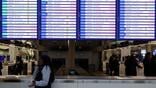 LaGuardia Airport flight information board shows flights canceled on Feb. 22, 2026