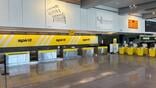 Spirit Airlines counters are empty at Cleveland Airport