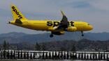 Spirit Airlines aircraft lands at Hollywood Burbank Airport