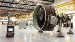Pratt & Whitney V2500 engine in MRO facility